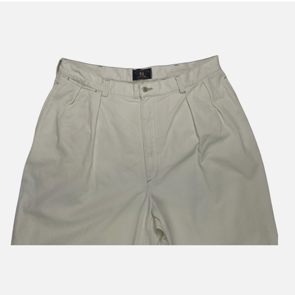 Vintage Ralph Lauren Double RL Pants 36x32 Khaki Pleated Made In USA 100% Cotton - Picture 5 of 7
